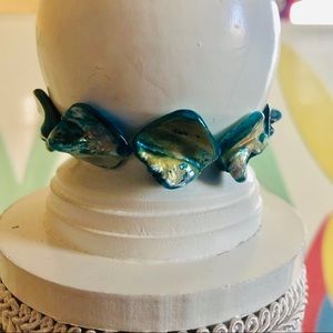 Painted abalone wave stretchable bracelet